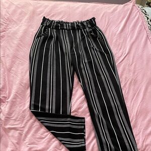 Black and White Striped Women's Pants